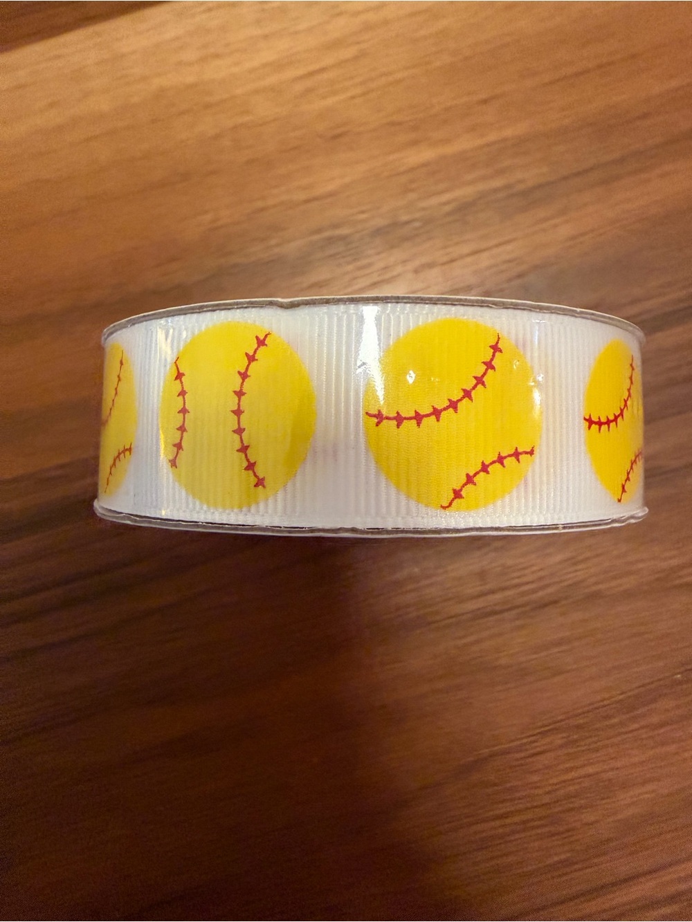 Yellow Softball Pattern Grosgrain Ribbon - Kids Accessories
